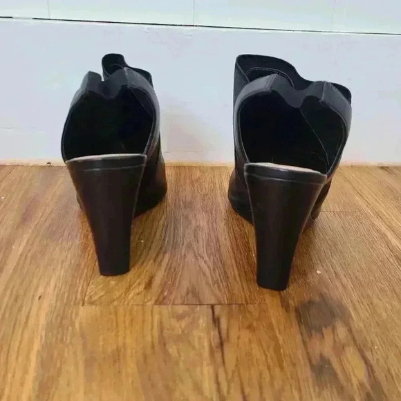 Vince Camuto Black Leather Wedge Open Toe Bootie Shoes Size 8.5 - Picture 3 of 11